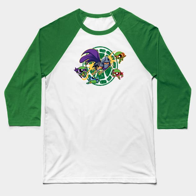 Powerpuff Turtles Baseball T-Shirt by Jc Jows